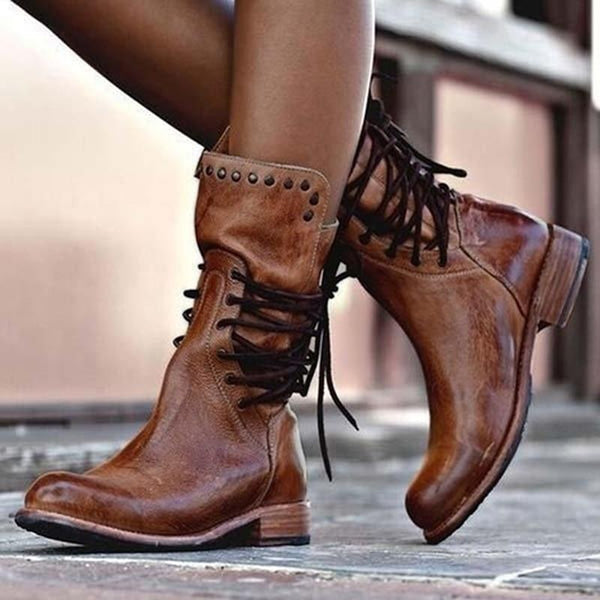 Crissy - Vintage Lace-Up Boots