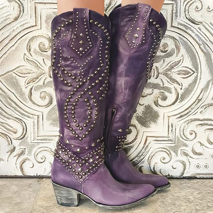Stella - Studded Knee-High Boots
