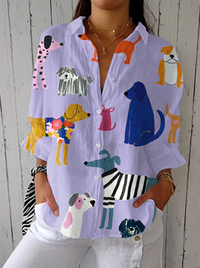 Gillian | Playful Dog Print Blouse