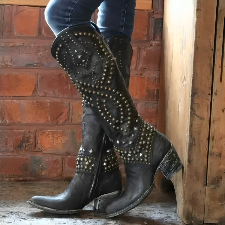 Stella - Studded Knee-High Boots