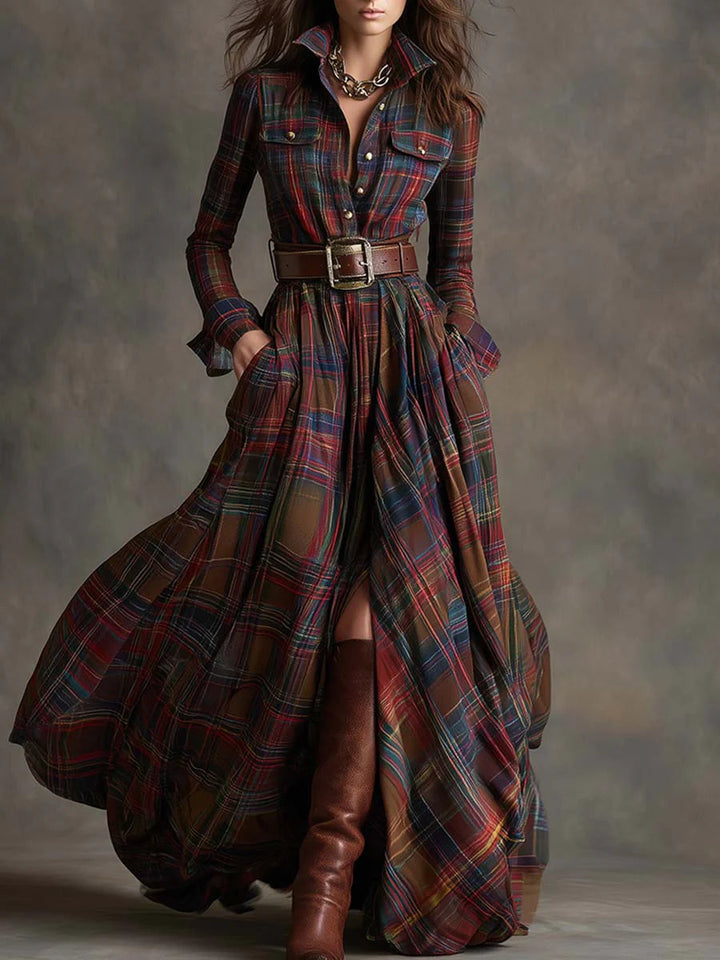 Beatriz | Long Checkered Dress