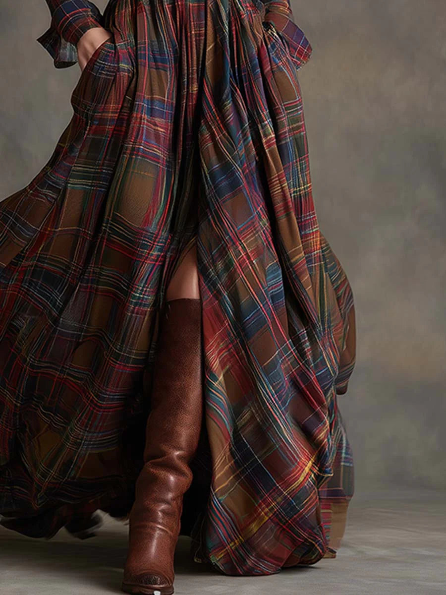 Beatriz | Long Checkered Dress