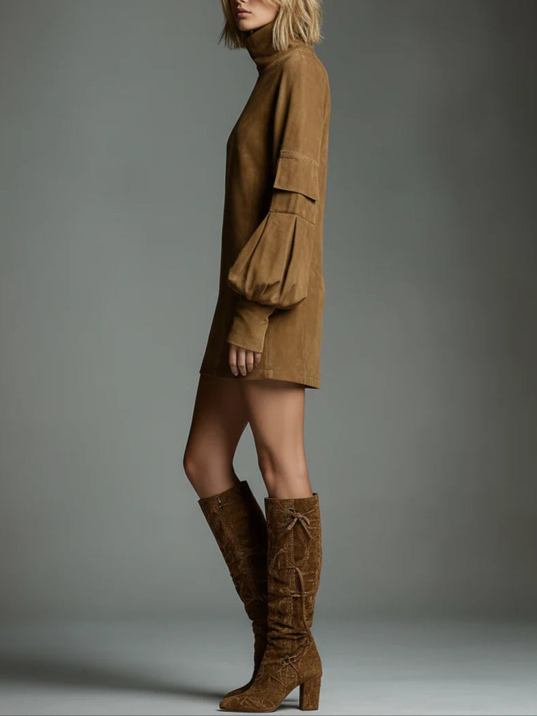 Baigy | Oversized short Dress with High Neck