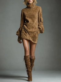 Baigy | Oversized short Dress with High Neck