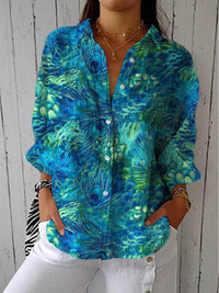 Patricia | Blue Nature-Inspired Print Blouse